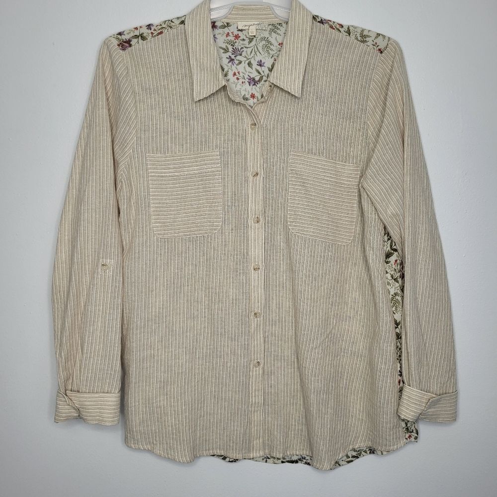 Mystree floral button front muted tones cottagecore Prairie farmhouse top L